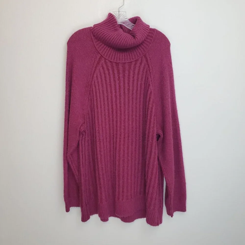 Free People Big City Turtleneck in Mulberry Garnet